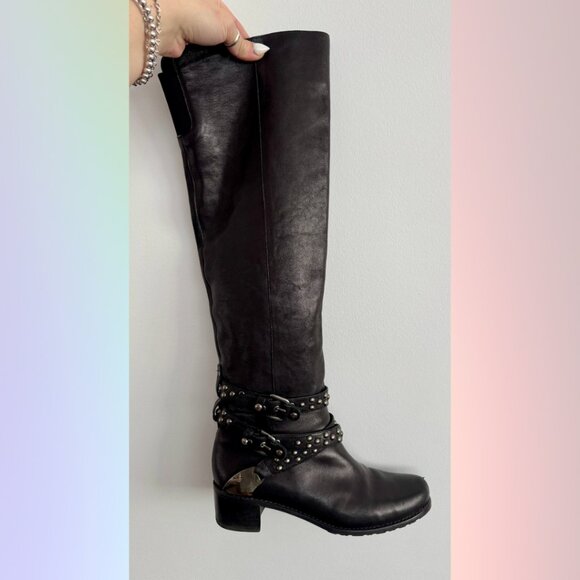 Stuart Weitzman “Yeeha” Tall Black Leather Boots – Size 7 - Picture 3 of 10